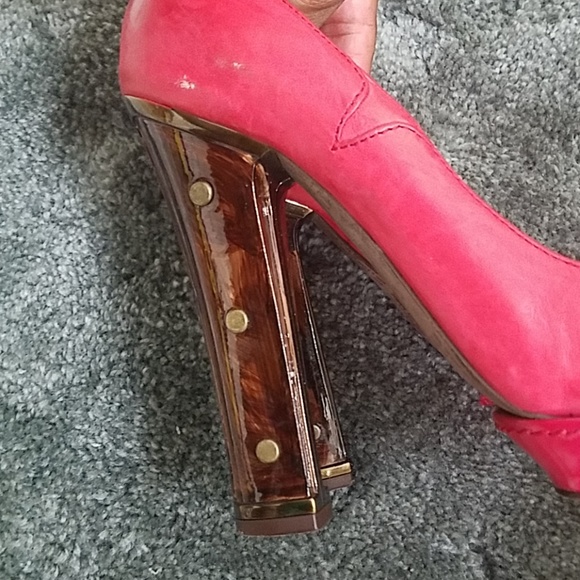 John Galliano red pumps with brown heel - Picture 7 of 9